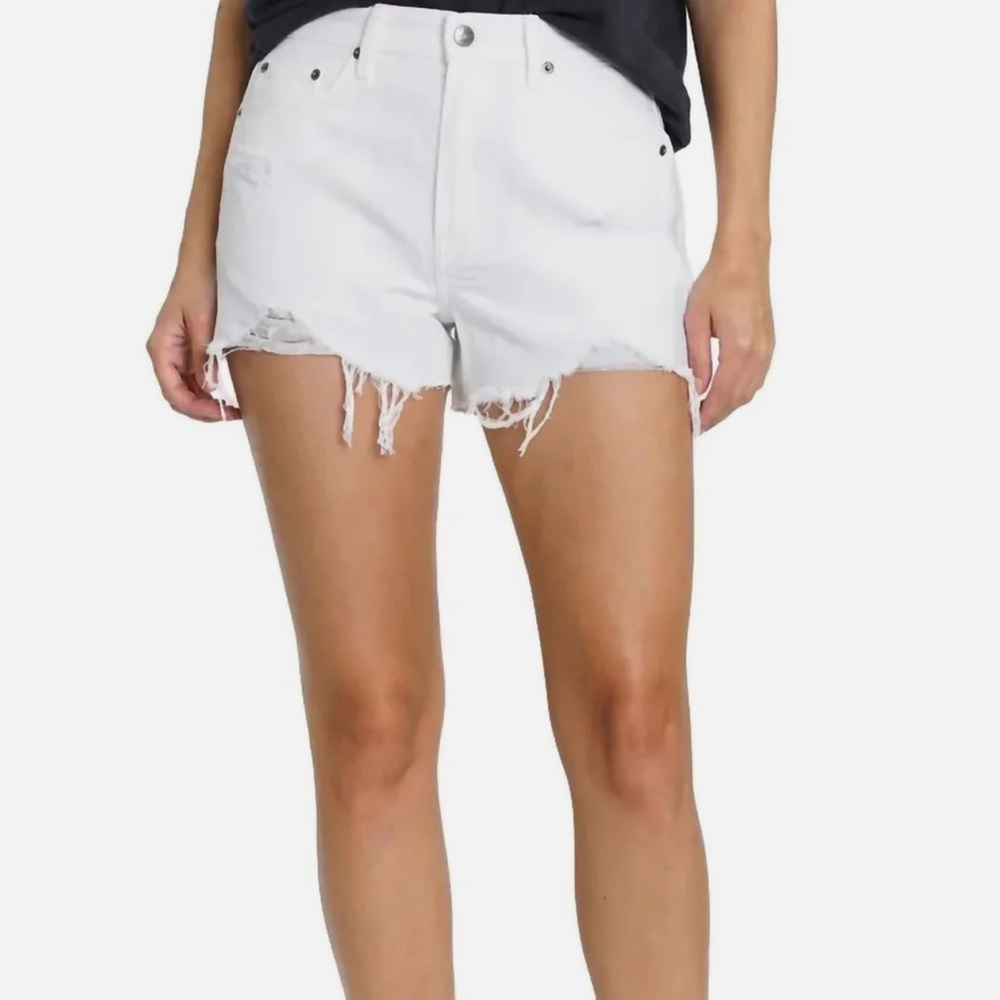 Pistola - Nova High Waist Cut Off Denim Short In White